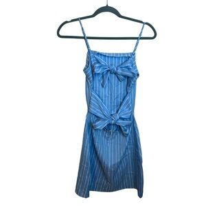 Nwt Missguided Baby Blue Striped Tie Back Mini Dress